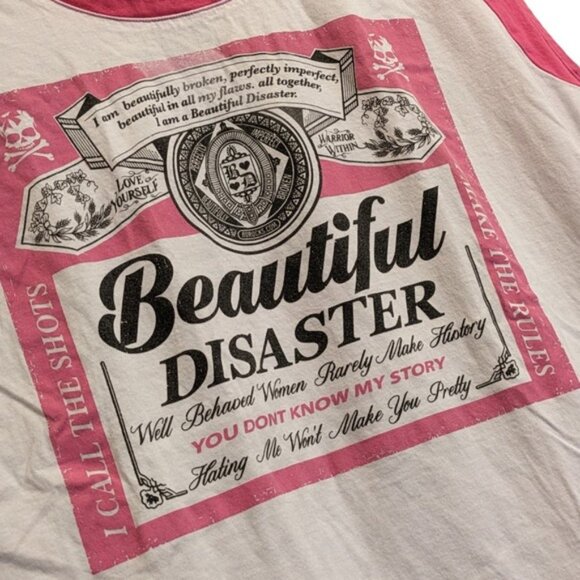 Beautiful Disaster Sleeveless Budweiser Baseball T-shirt BD Logos Women's XL - Picture 6 of 7